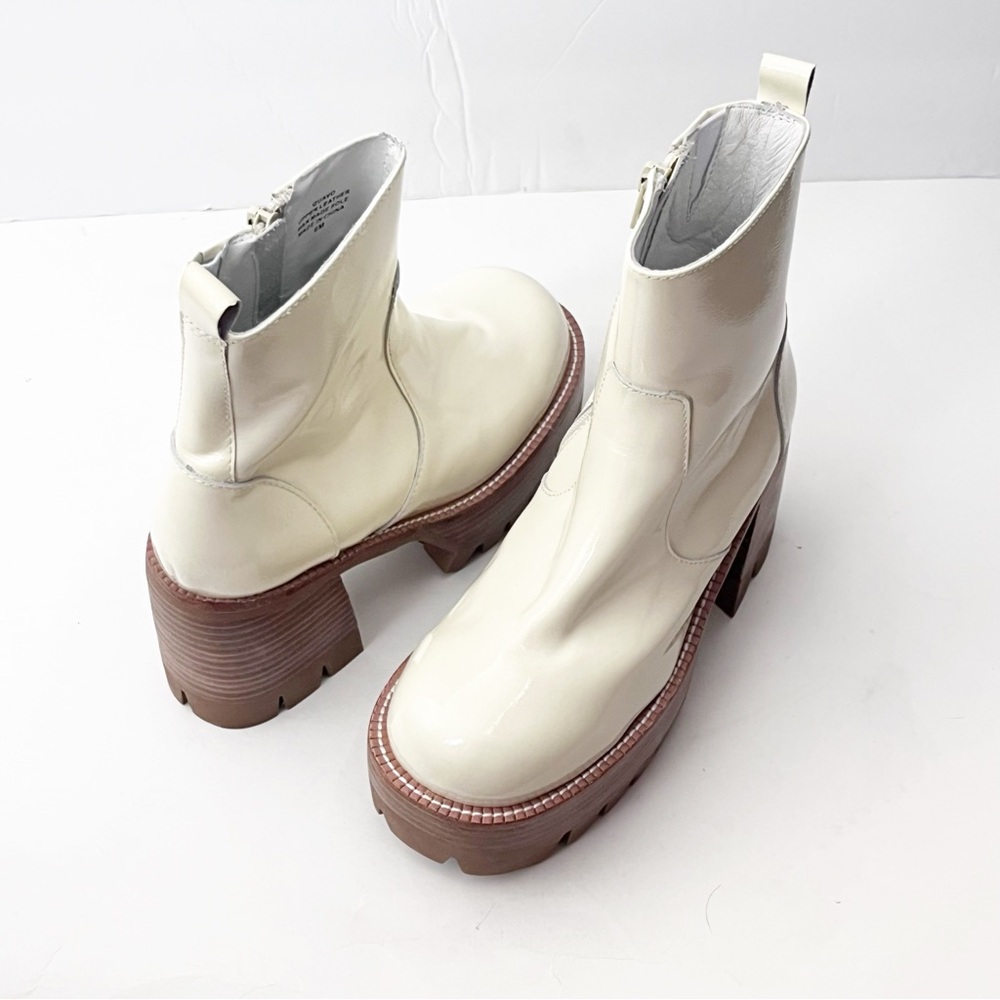 JEFFREY CAMPBELL Quavo Ice Crinkle Patent Leather Chunky Heel Platform Boots 6